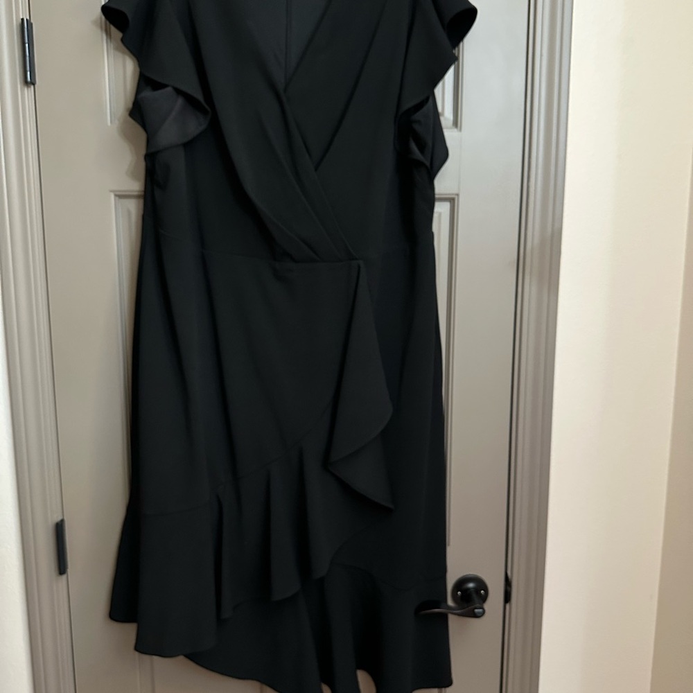 London Times Black Asymmetrical Dress 18W 1X Little Black Dress MIL Plus Size